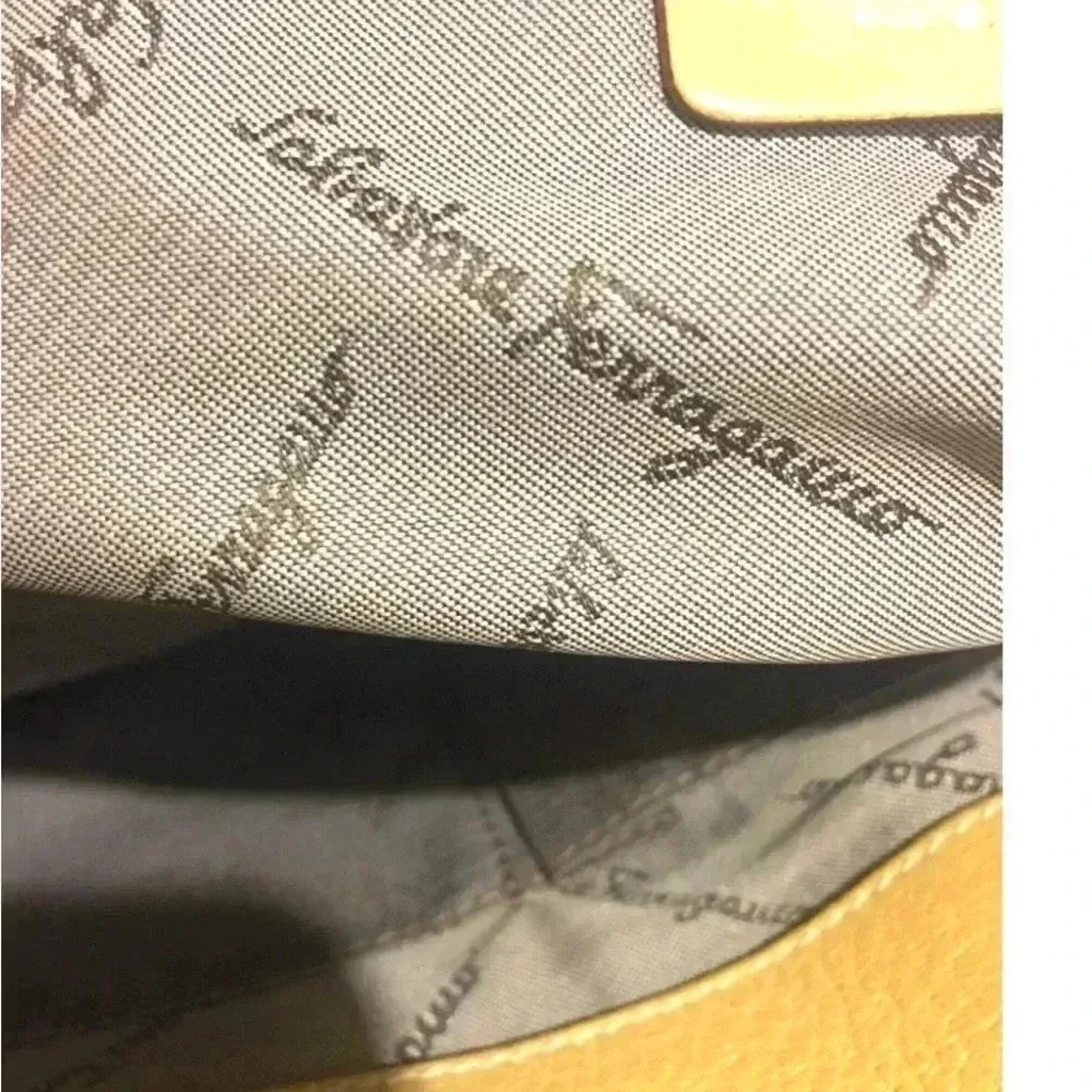 Salvatore Ferragamo yellow/ beige leather satchel handbag